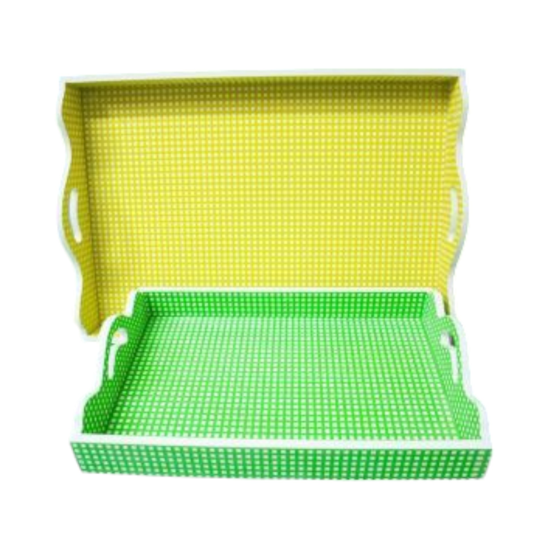 RP Holztablett 2-tlg. gün/ gelb Karo Darstellung von RP Holztablett 2-tlg. gün/ gelb Karo