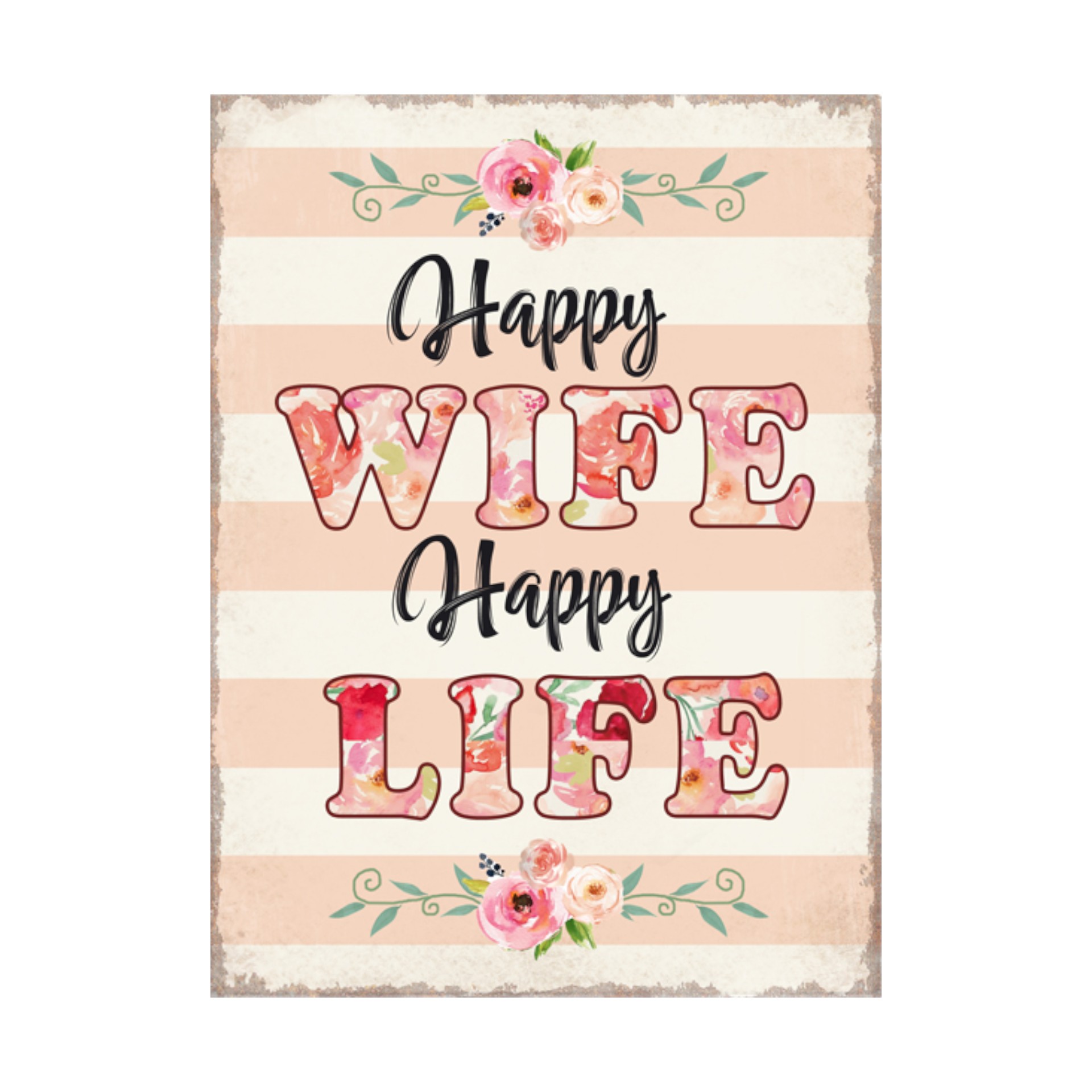 Darstellung von Schild „happy wife“ 26x35 cm