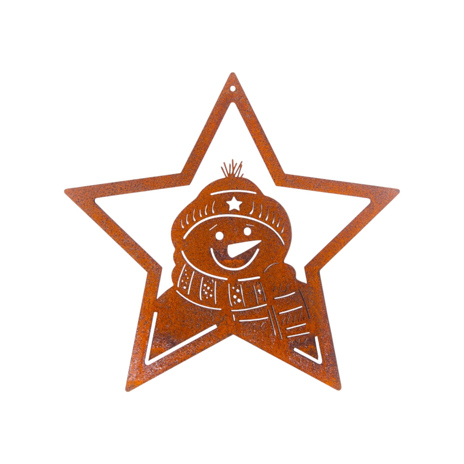 Blechstern mit Schneemann Darstellung von Blechstern mit Schneemann