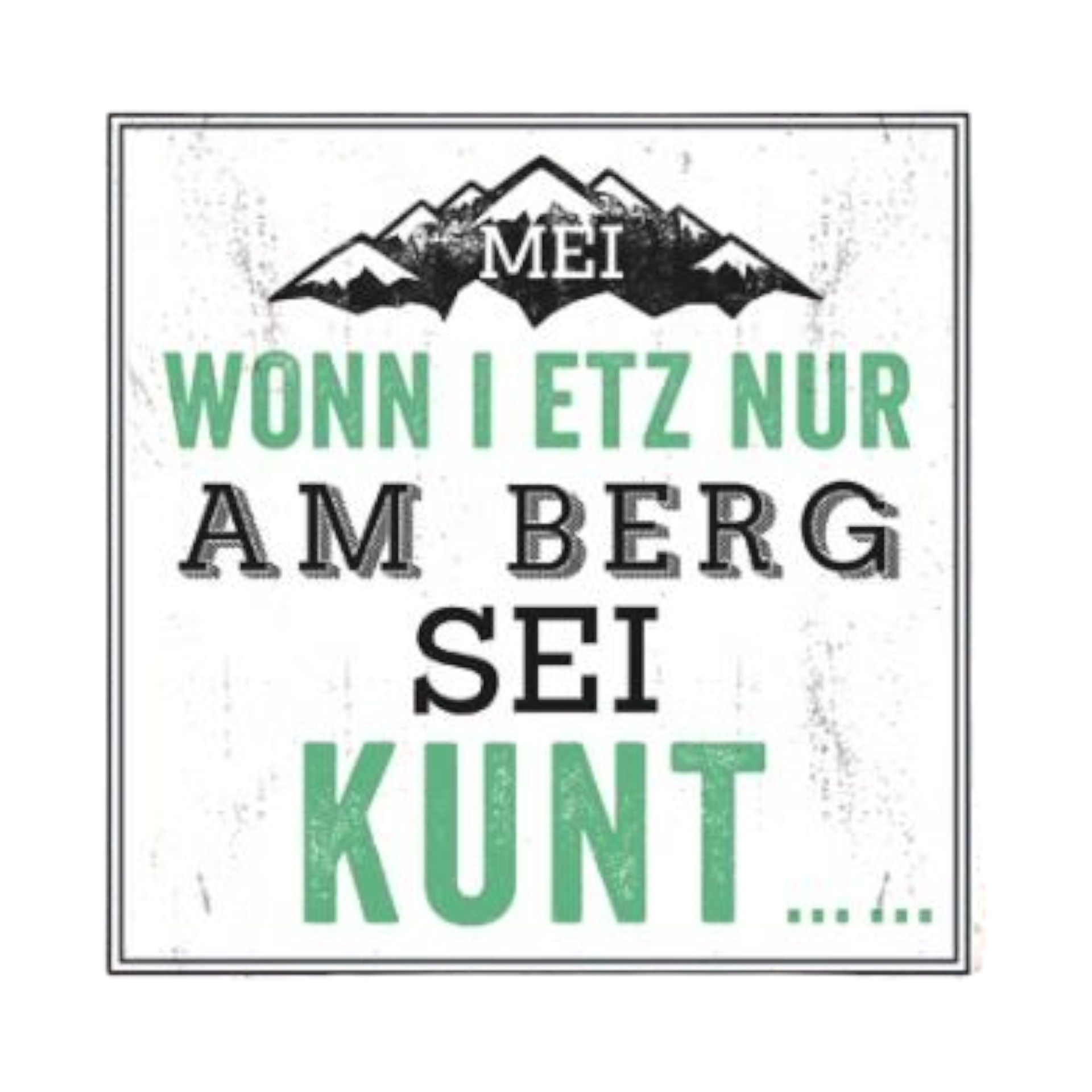 Darstellung von Metallschild mei wonn i etz nur …