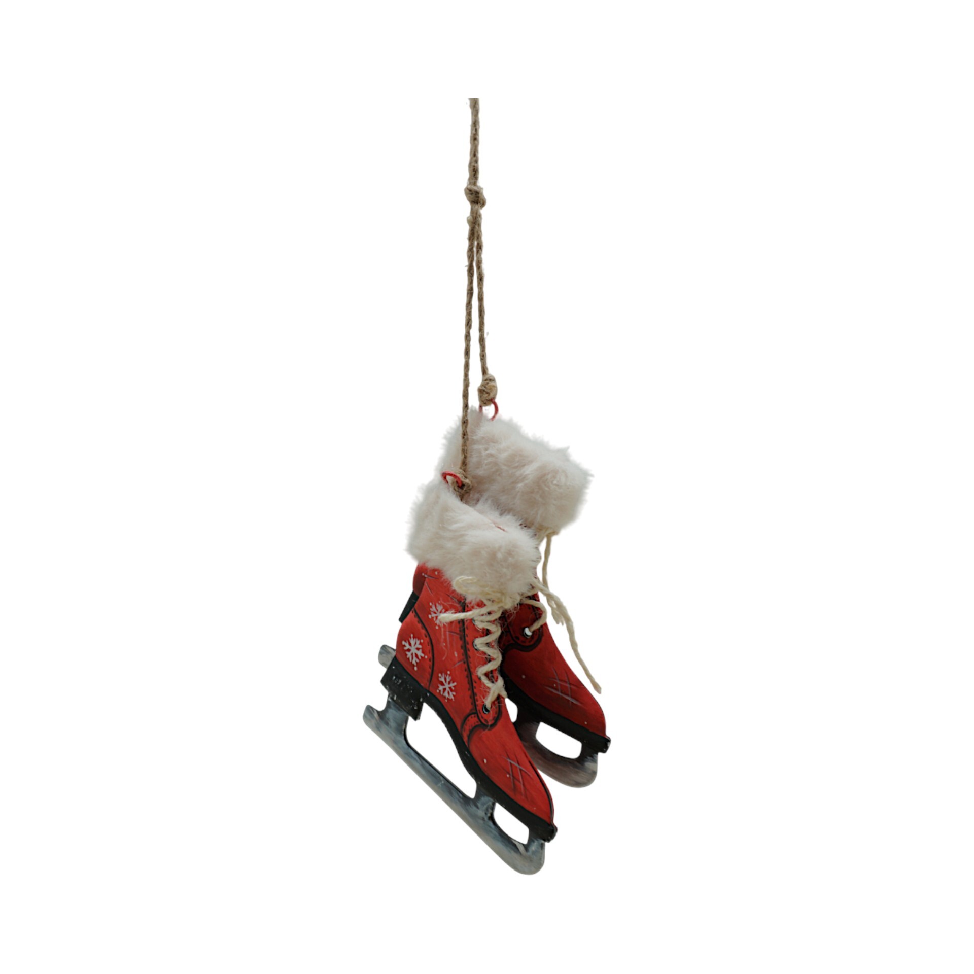 Darstellung von Schlittschuhpaar rot m. Fell