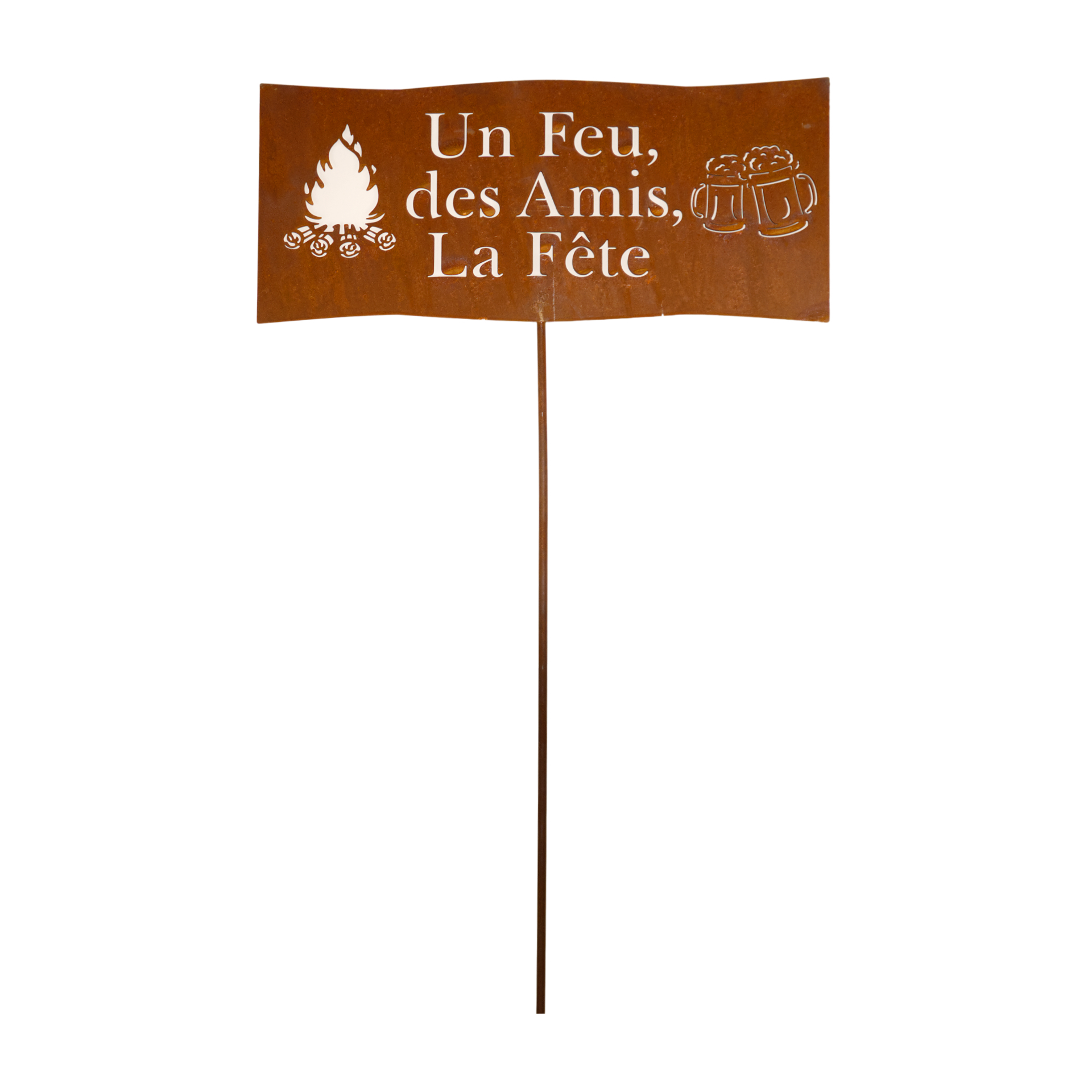 Darstellung von Tafel auf Stab geschwungen „Un Feu, des Amis, La Fete