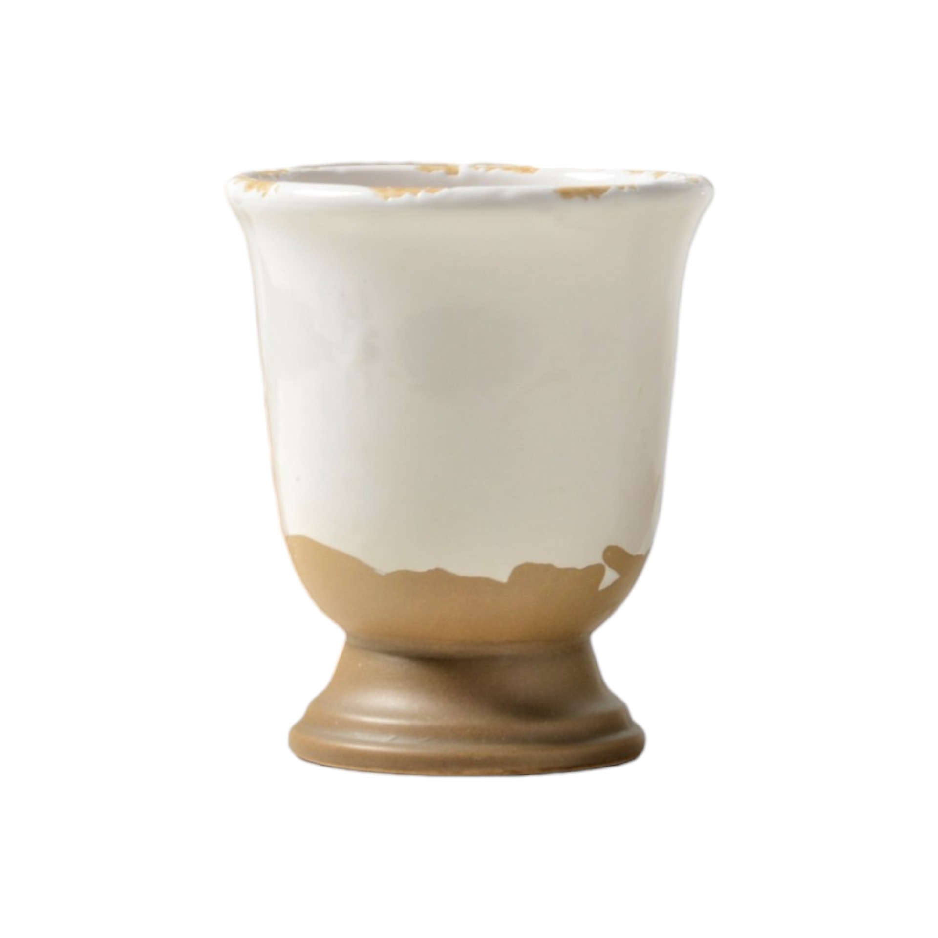 Darstellung von Vase weiss m. Rand braun kl.