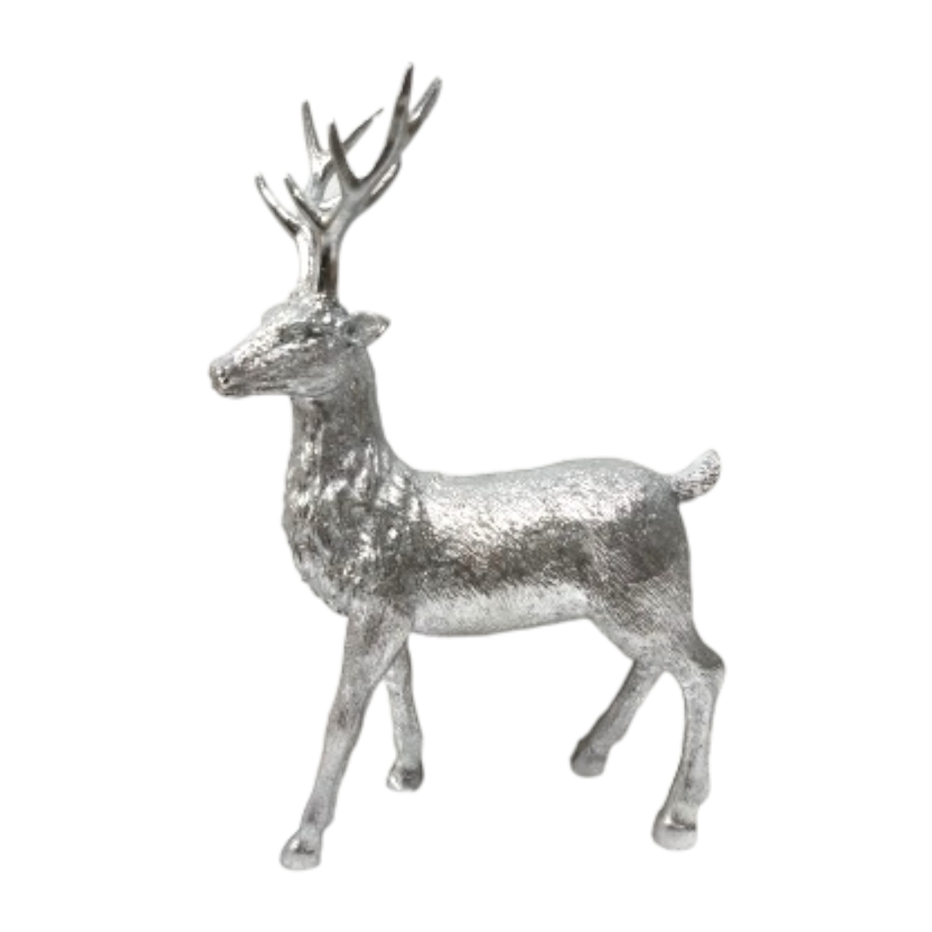 stehender Hirsch silber klein Polyresin Darstellung von stehender Hirsch silber klein Polyresin