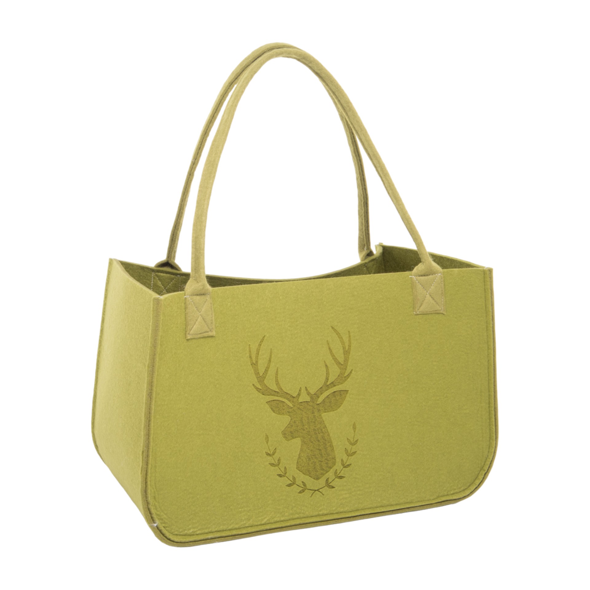 Darstellung von Filztasche grün m. Hirsch gross 44 cm
