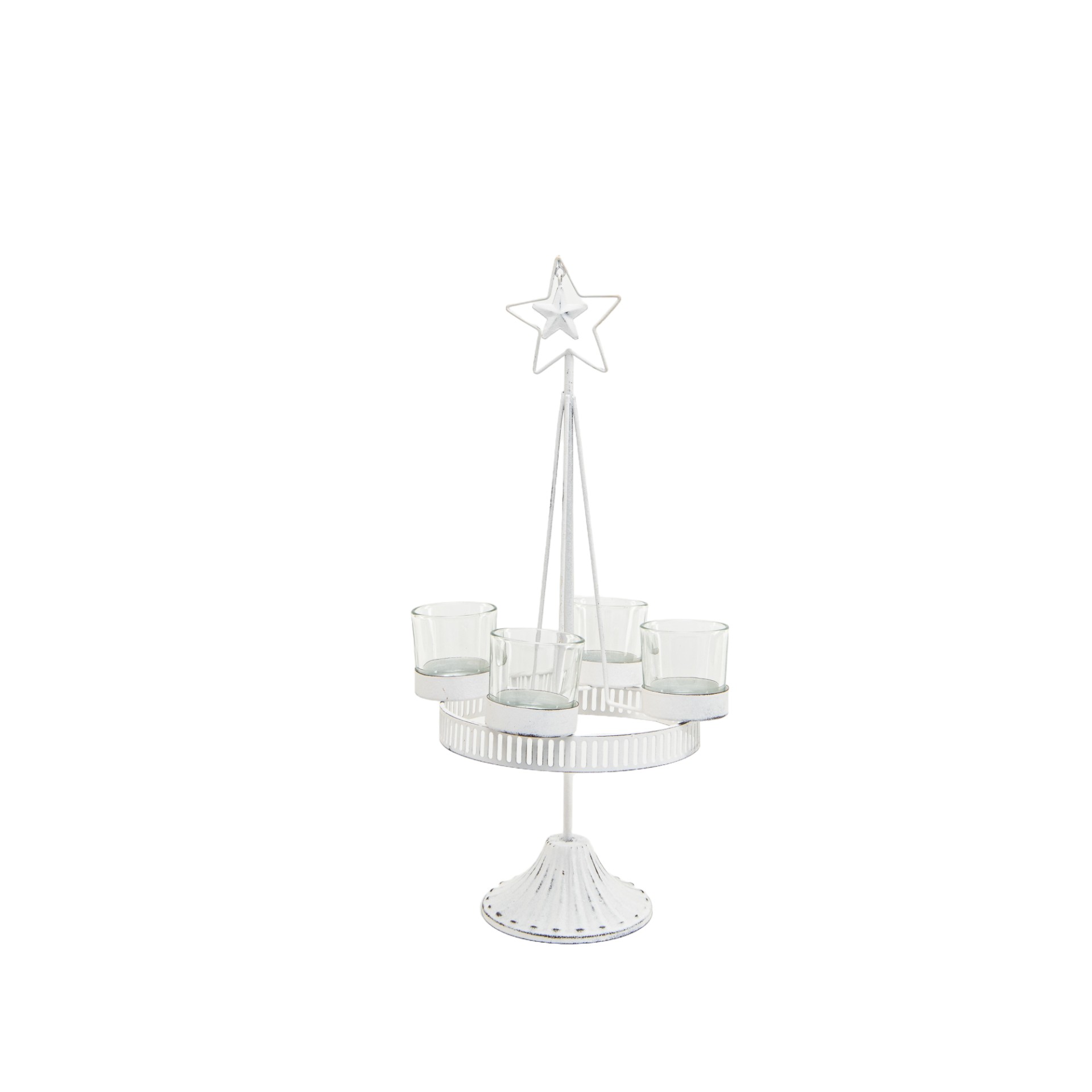 Darstellung von RP Ständer weiss klein m. 4 Gläser u. Stern