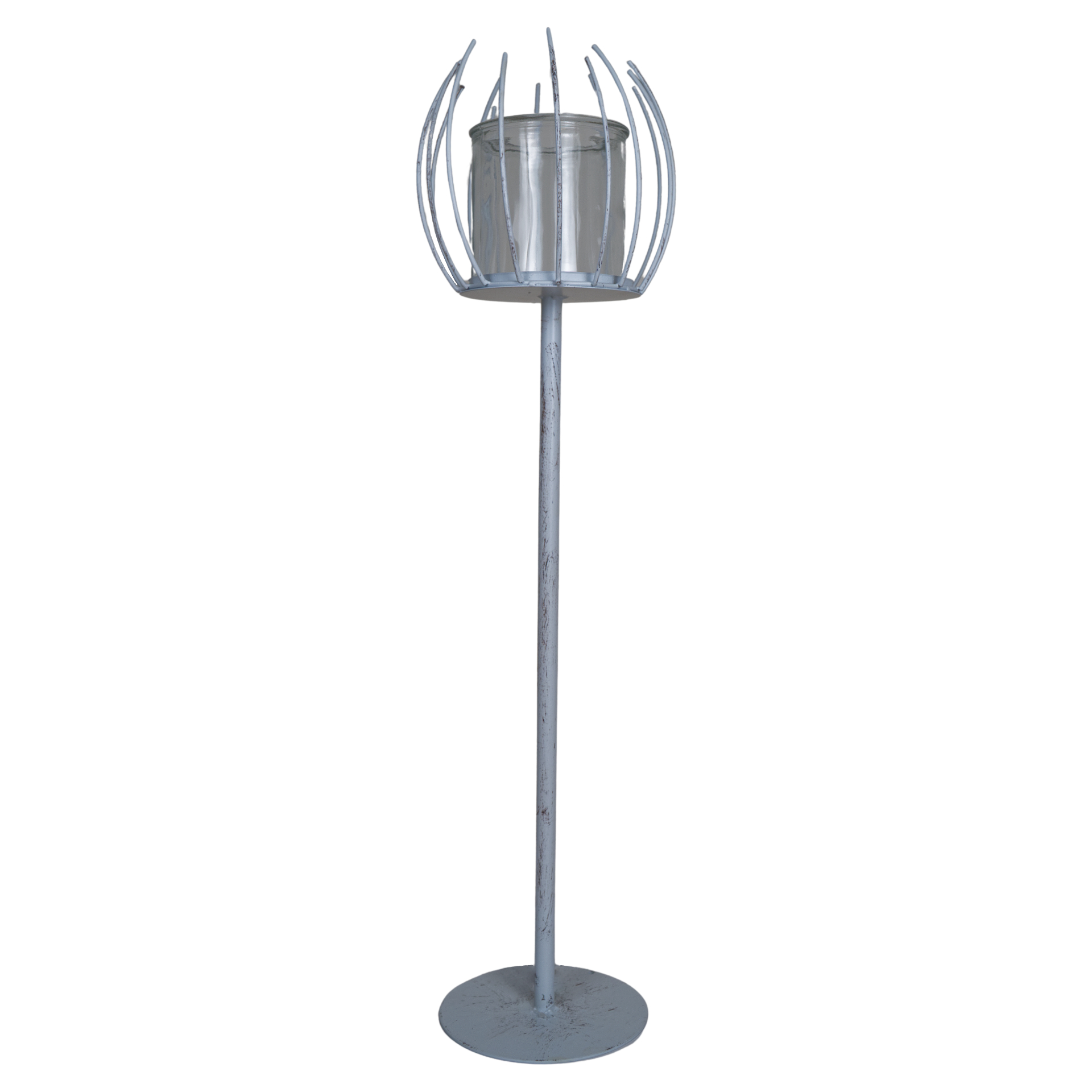 Darstellung von Windlicht Spinne weiss gross a. Fuss