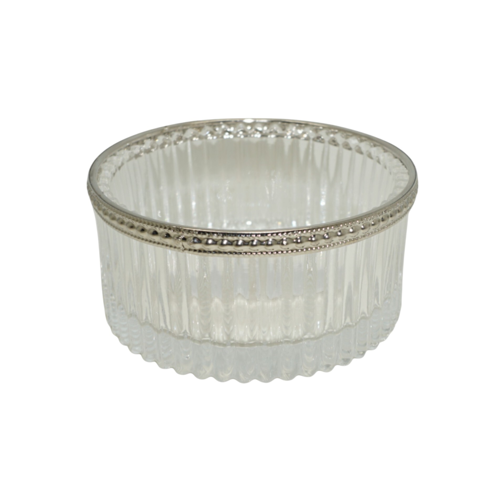 Darstellung von Kerzenhalter/ Schale natur mit Silberrand