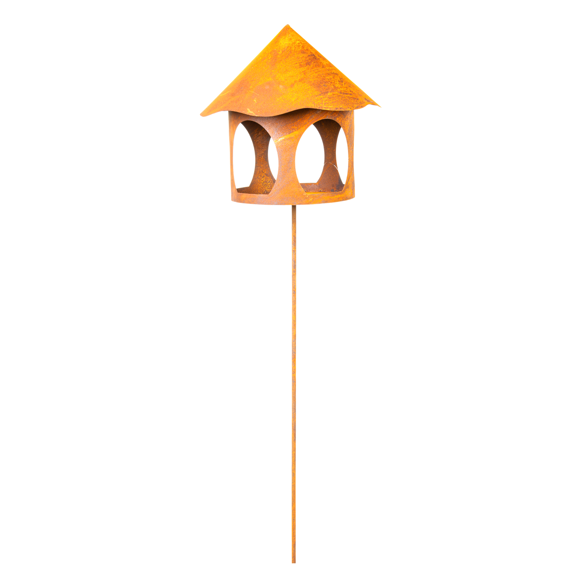 Darstellung von rundes Vogelhaus auf Stab offen