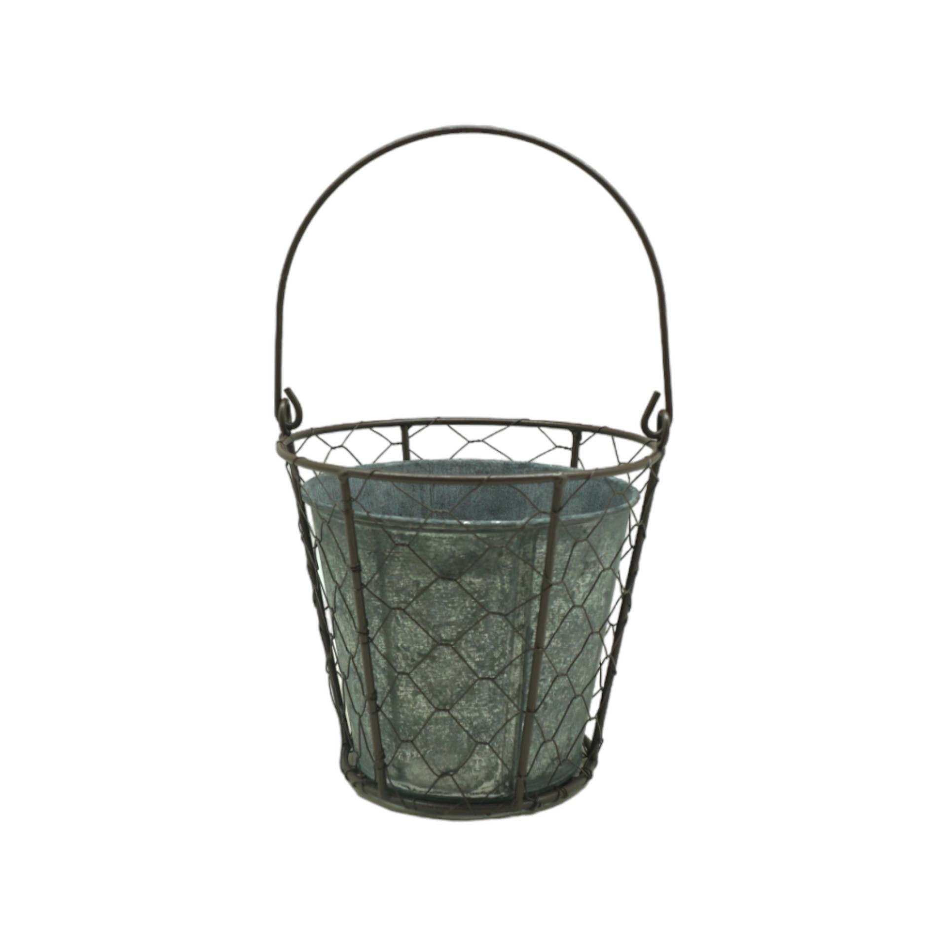 Draht Zink Topf grey washed klein Darstellung von Draht Zink Topf grey washed klein