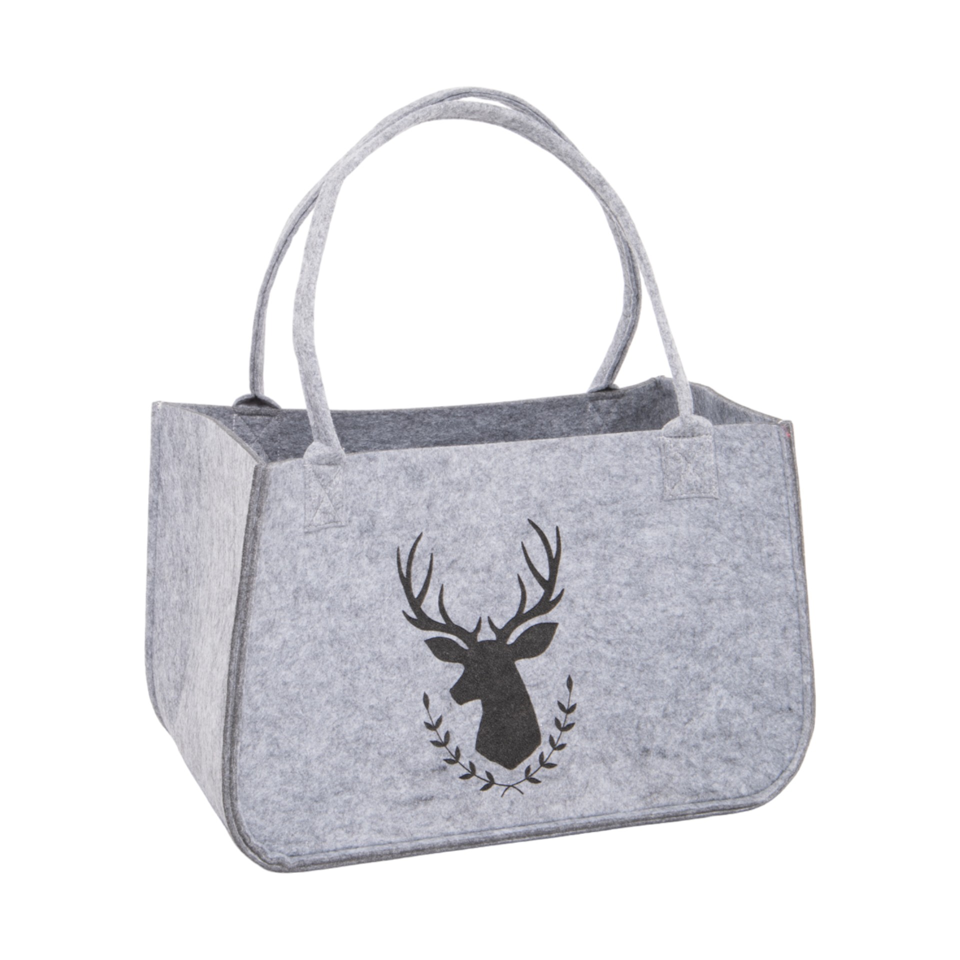 Darstellung von Filztasche grau m. Hirsch gross 44 cm
