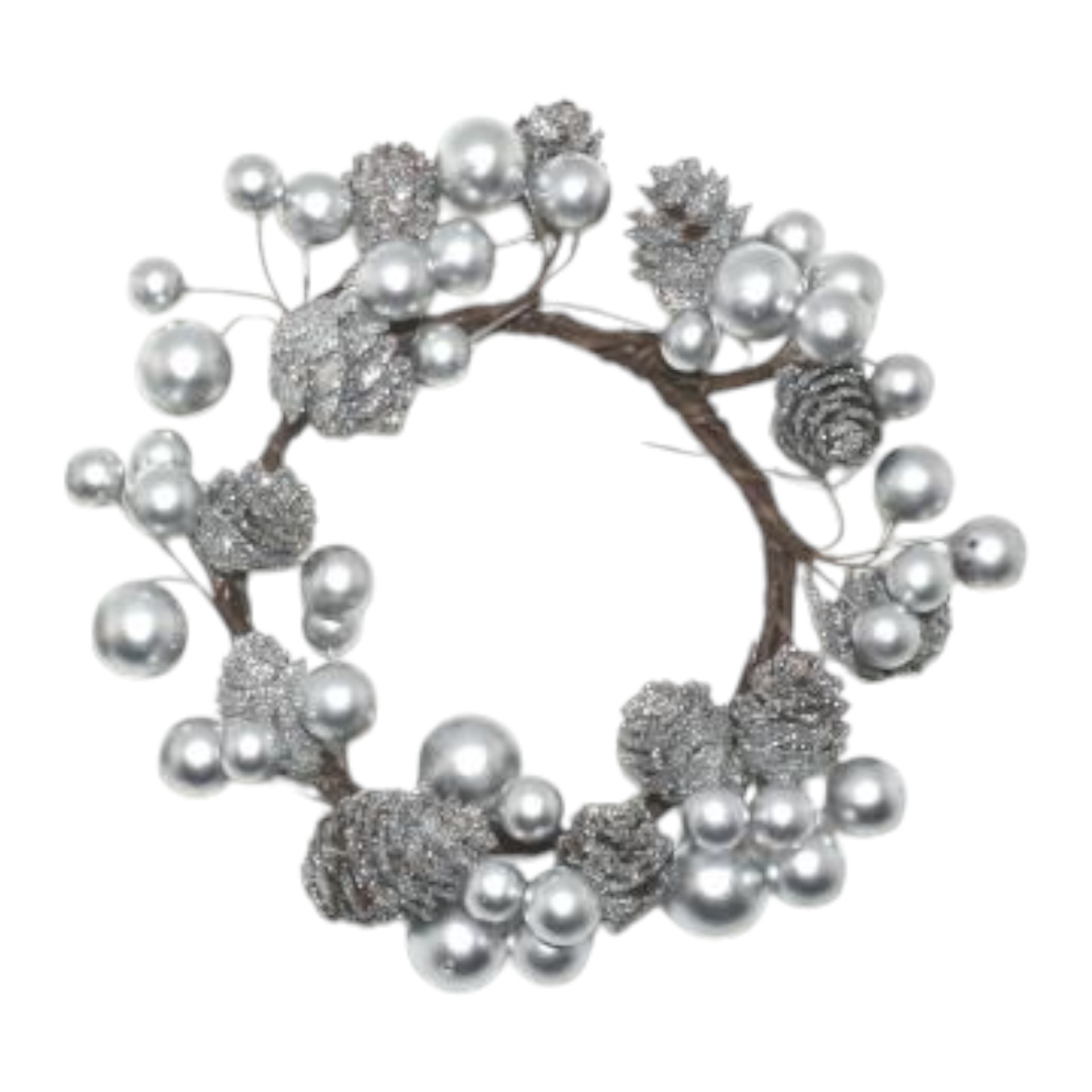 Kranzerl silber m. Zapfen u. Kugeln Darstellung von Kranzerl silber m. Zapfen u. Kugeln