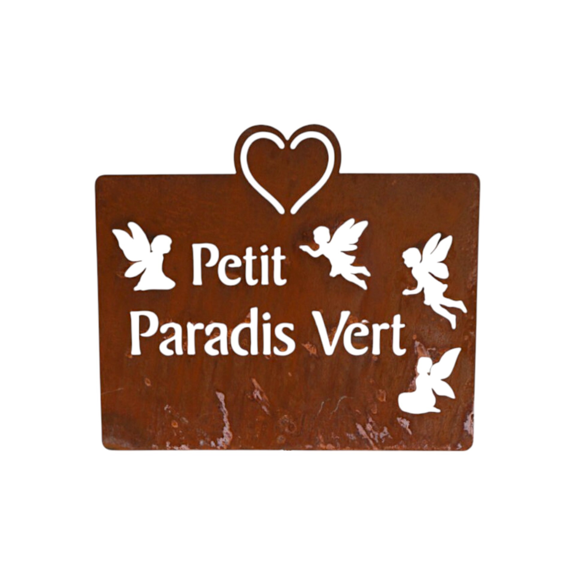 Darstellung von Plaque en métal avec cœur Petit Paradis Vert