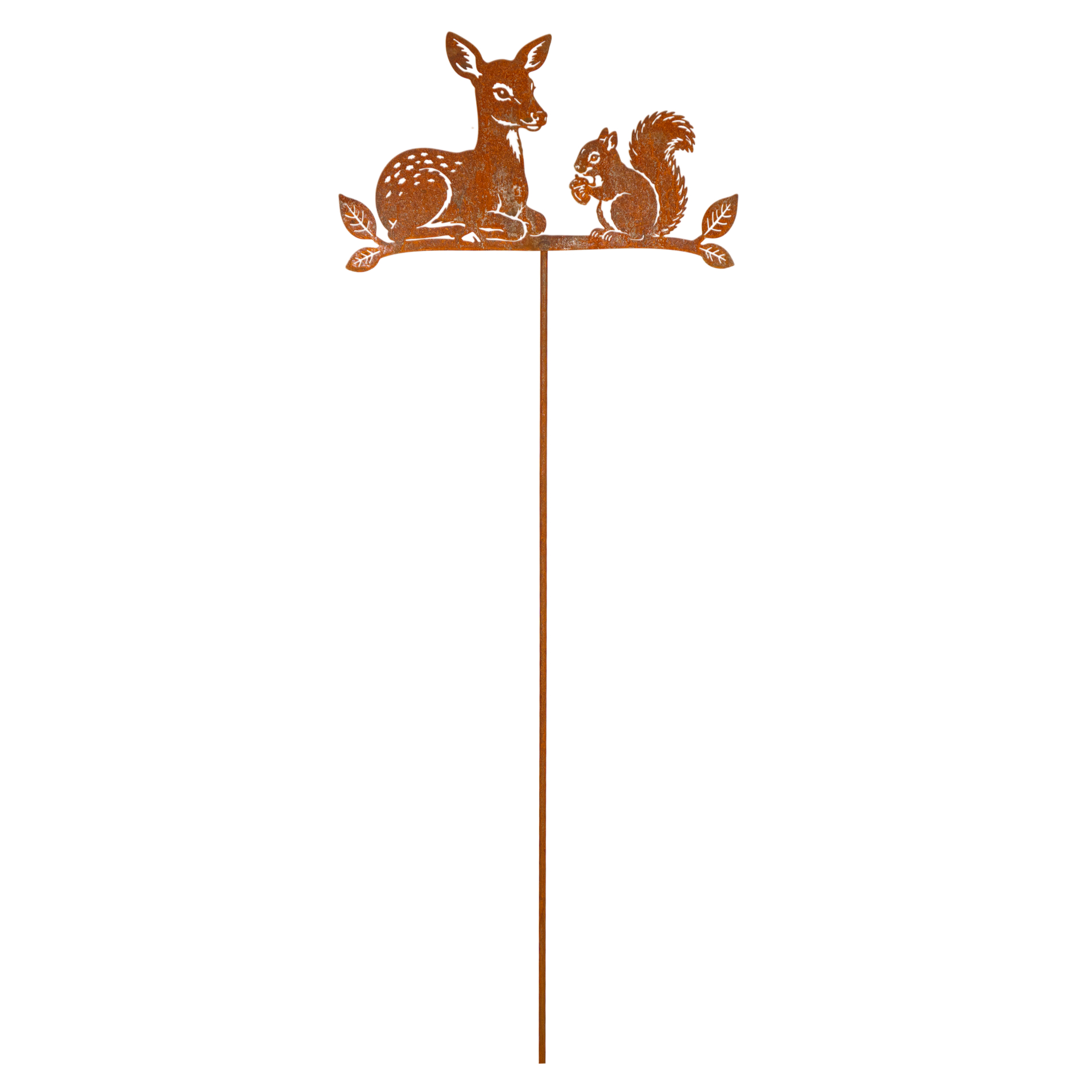 Darstellung von liegendes Reh mit Eichhörnchen auf Stab