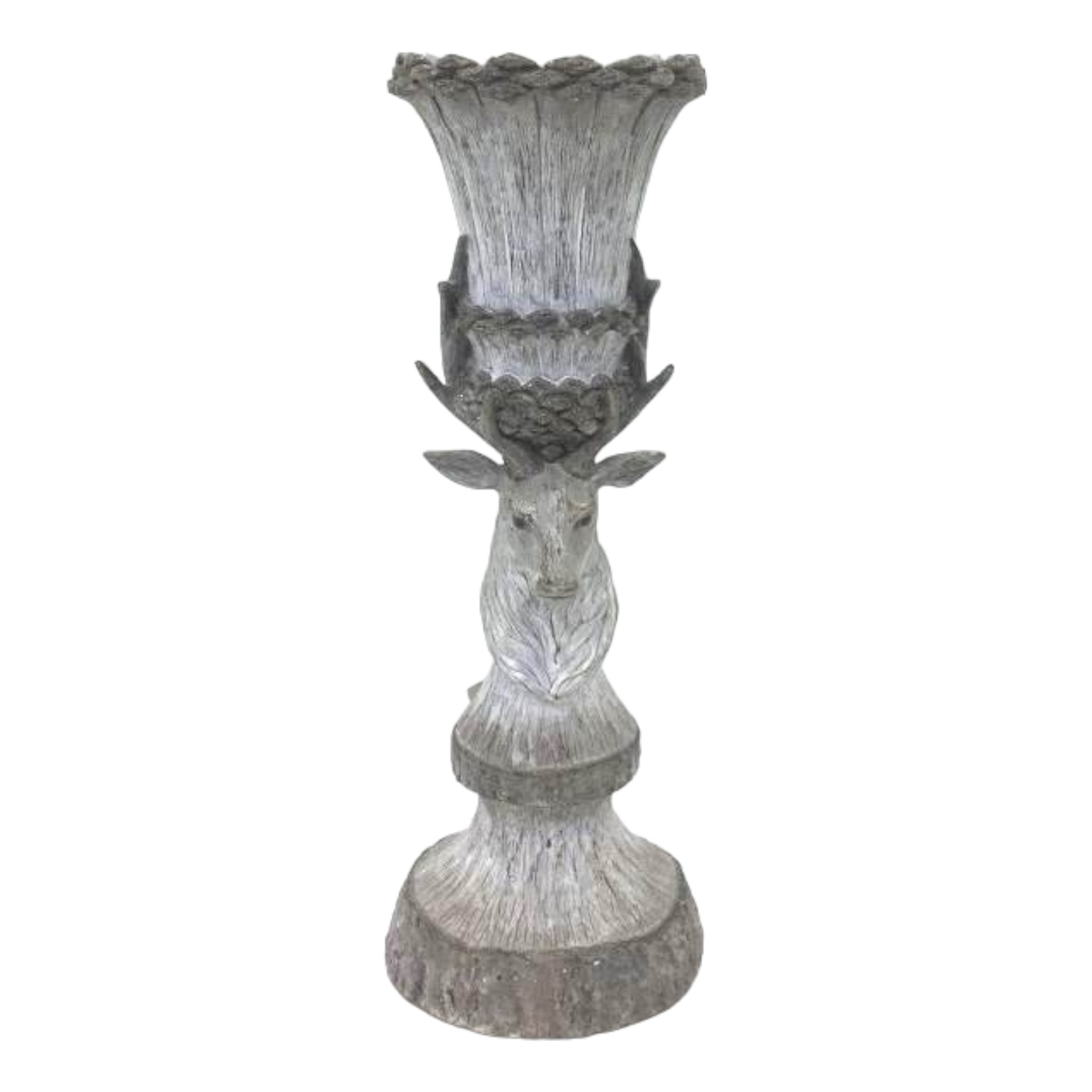 Kerzenhalter Hirsch grau/weiss, 13x41 cm Darstellung von Kerzenhalter Hirsch grau/weiss, 13x41 cm