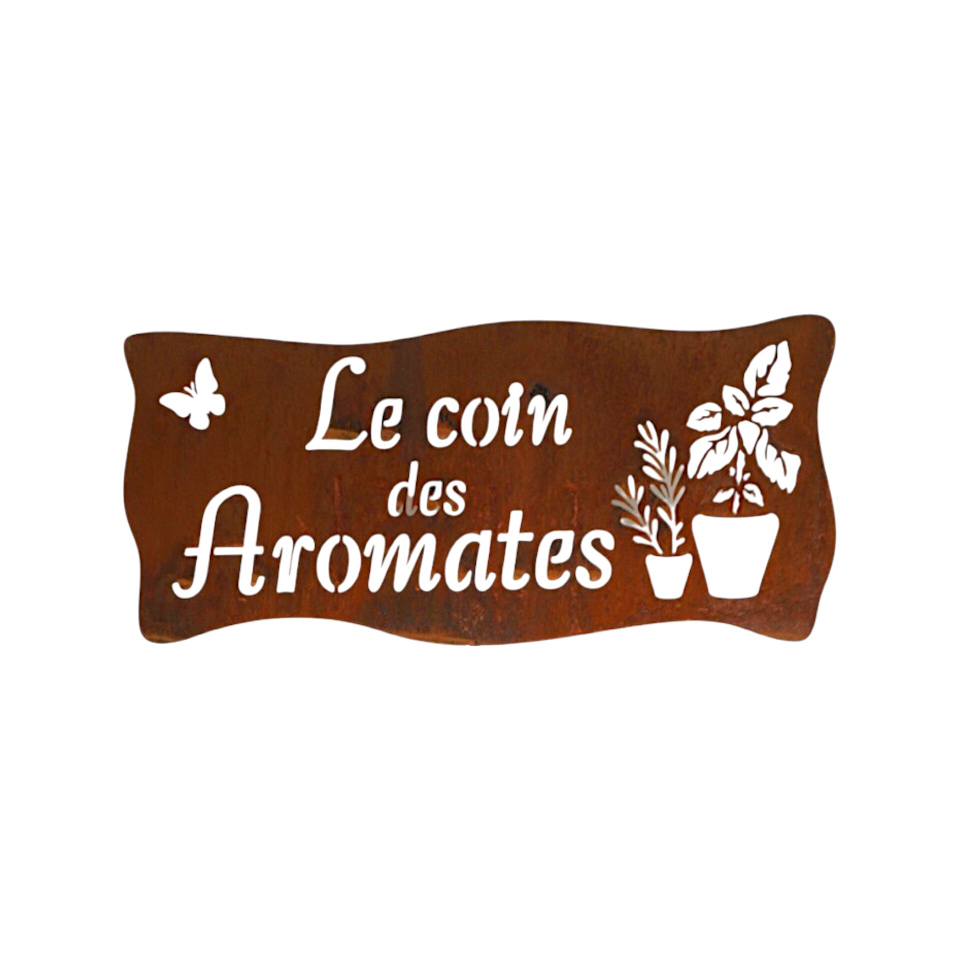 Darstellung von Plaque métallique courbée Le coin des Aromates