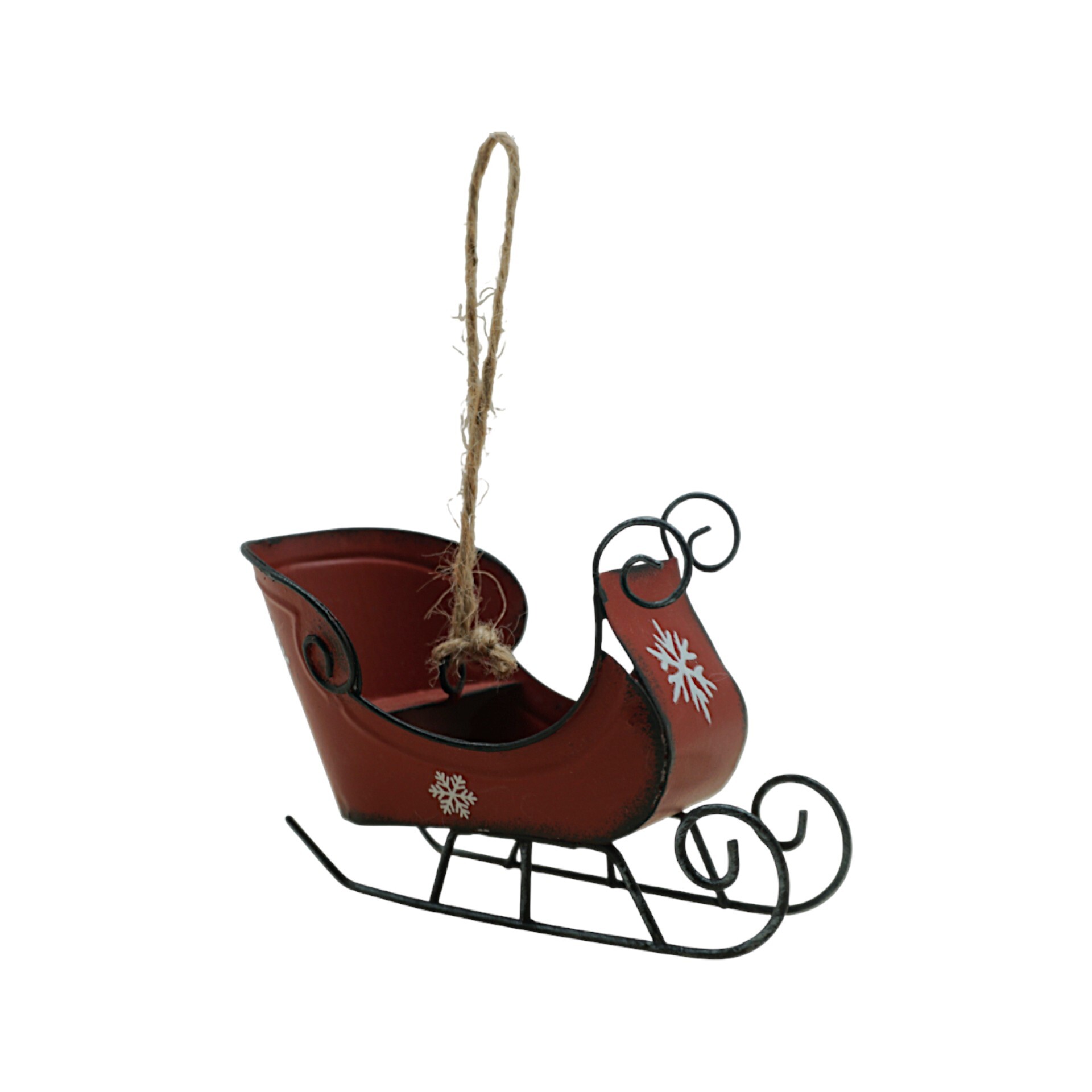 Darstellung von Schlitten z. Hängen rot m. Flocke