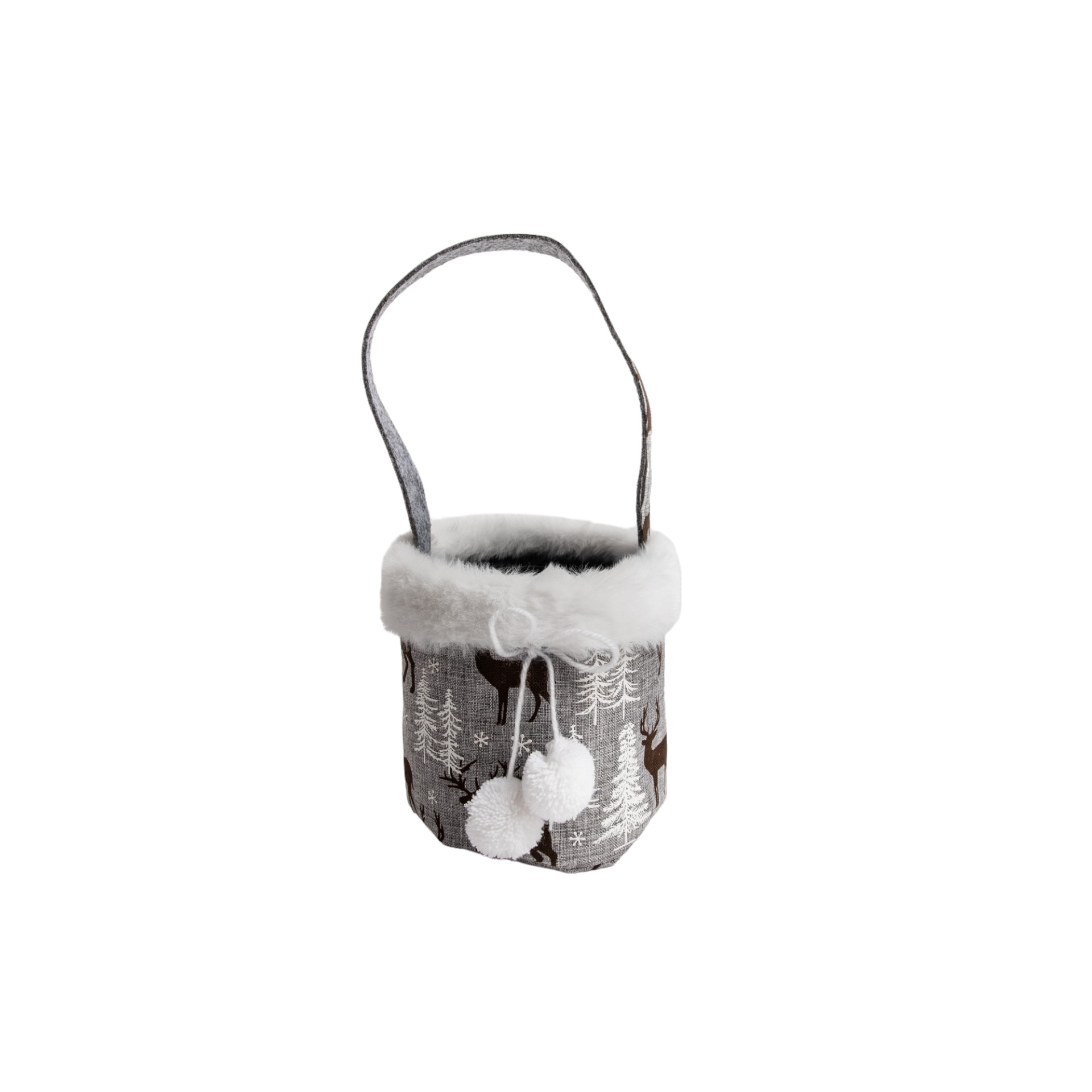 Darstellung von Tasche rund grau Snowball Hirsche 1 Henkel