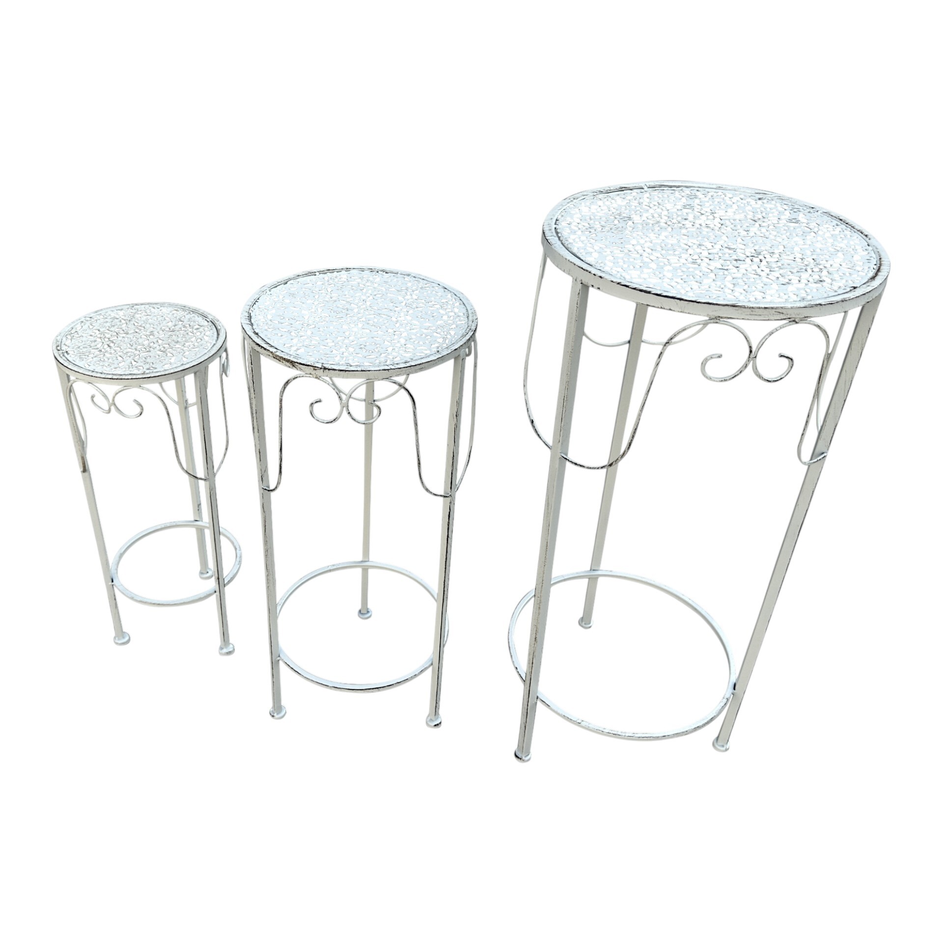 Darstellung von Hocker 3tlg. Rund hoch creme