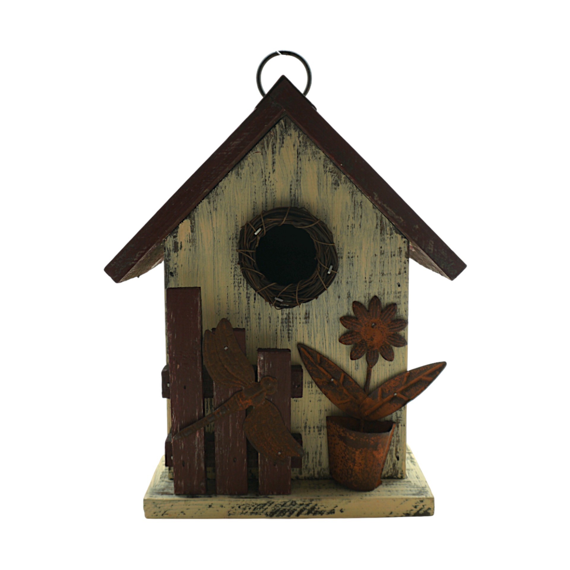 Darstellung von Vogelhaus Blume u. Zaun Holz