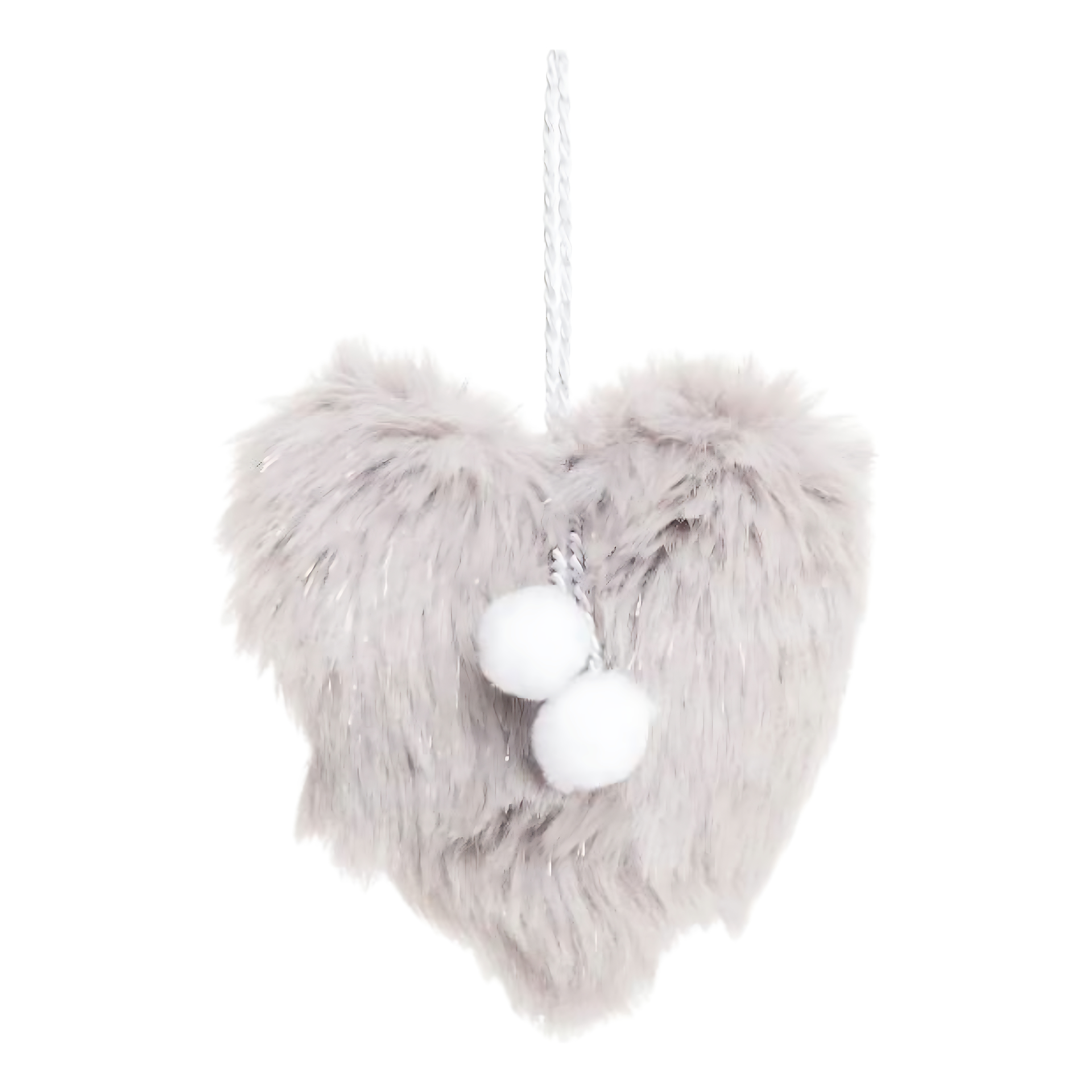 Darstellung von Herz flauschig mit Bommel grau